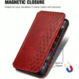 For One Plus Nord Cubic Grid Pressed Horizontal Flip Magnetic PU Leather Case with Holder & Card Slots & Wallet(Red)