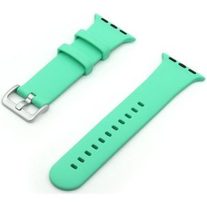 Silver Buckle Silicone Replacement Strap Watchband For Apple Watch Series 7 & 6 & SE & 5 & 4 40mm  / 3 & 2 & 1 38mm(Mint Green)