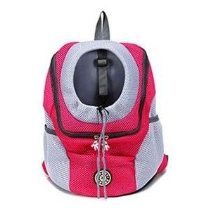 Outdoor Pet Dog Carrier Bag Front Bag Double Shoulder Portable Travel Backpack Mesh Backpack Head  Size:S(Rose Red)