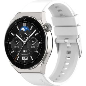 For Huawei Watch GT2 42mm / Watch 2 20mm Protruding Head Silicone Strap Silver Buckle(White)