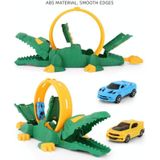 Kinderen DIY Crocodile Katapult Rail Auto Speelgoed met 2 auto's