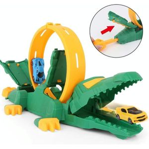 Kinderen DIY Crocodile Katapult Rail Auto Speelgoed met 2 auto's