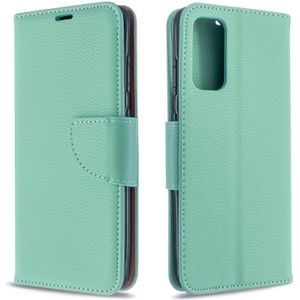 For Galaxy S20 Litchi Texture Pure Color Horizontal Flip PU Leather Case with Holder & Card Slots & Wallet & Lanyard(Green)