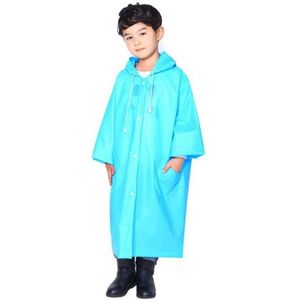 Fashion Children Lightweight EVA Transparent Frosted Raincoat Big Hat With Pocket Size: XL(Blue)