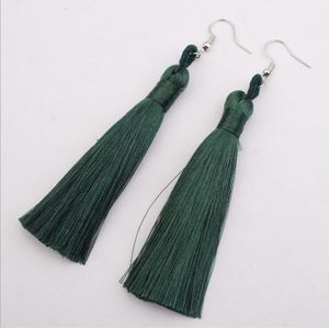 3 PCS Women Boho Fashion Long Tassel Earrings(green)