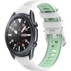 Voor Samsung Galaxy Watch3 45 mm 22 mm sport tweekleurige stalen gesp siliconen horlogeband (wit + groenblauw)