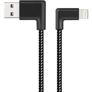 1m 2A USB to 8 Pin Nylon Weave Style Double Elbow Data Sync Charging Cable  For iPhone XR / iPhone XS MAX / iPhone X & XS / iPhone 8 & 8 Plus / iPhone 7 & 7 Plus / iPhone 6 & 6s & 6 Plus & 6s Plus / iPad