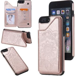 Flower Embossing Pattern Shockproof Protective Case with Holder & Card Slots & Photo Frame For iPhone 8 Plus / 7 Plus(Rose Gold)
