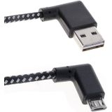 1m 2A USB to Micro USB Weave Style Double Elbow Data Sync Charging Cable  For Samsung / Huawei / Xiaomi / Meizu / LG / HTC(Black)