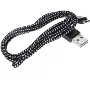 1m 2A USB to Micro USB Weave Style Double Elbow Data Sync Charging Cable  For Samsung / Huawei / Xiaomi / Meizu / LG / HTC(Black)