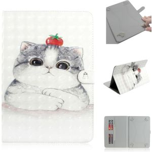 3D Colored Drawing Universal Horizontal Flip Leather Case  with Holder & Card Slot & Wallet for 10 inch Tablet PC(Cute Cat)