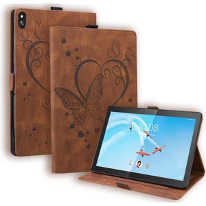 For Lenovo Tab M10 10.1 inch Love Butterfly Pattern Horizontal Flip Leather Case with Holder(Brown)