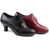 Latin dansschoenen dames lederen vierkante dans zachte zolen medium hakken schoenen  maat: 35