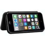 For iPod Touch 5 / 6 / 7 Carbon Fiber Texture Magnetic Horizontal Flip TPU + PC + PU Leather Case with Card Slot(Black)