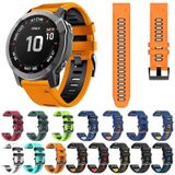 Voor Garmin Tactix 7 Pro 26mm Silicone Sports Two-Color Watch Band (Black+Orange)