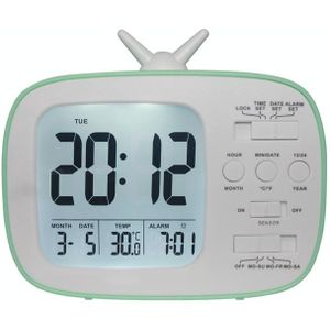 G179 Retro TV Alarm Clock Student Dormitory Bed Electronic Clock(Green English Version)