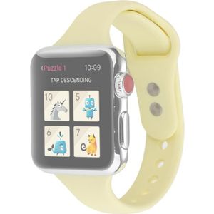 For Apple Watch Series 6 & SE & 5 & 4 40mm / 3 & 2 & 1 38mm Thin Silicone Double Buckle Replacement Wrist Strap(Cream Yellow)