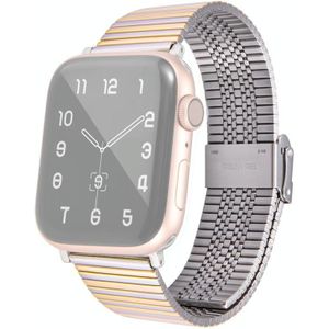 Multi-baht stalen vervangende horlogeband voor Apple Watch Series 7 & 6 & sE  5 & 4 40 mm / 3  2 en 1 38 mm (staal tussen goud)
