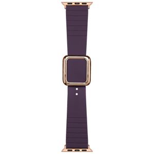 Rose gouden vierkante gesp siliconen horlogeband voor Apple Watch Series 7 45 mm / 6 & SE & 5 & 4 44 mm / 3 & 2 & 1 42 mm (Crimson Cherry)