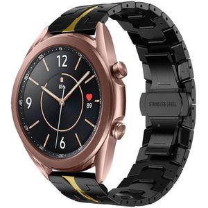 Voor Samsung Galaxy Watch3 41 mm pantser roestvrijstalen metalen horlogeband (zwart + goud)