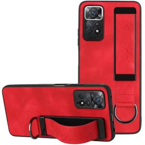 Voor Xiaomi Redmi Note 11 Pro Polsbandhouder Leather Back Phone Case(Rood)