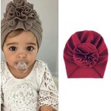 5 PCS Baby Sun Flower Hedging Cap Solid Color Turban Hat  Size: One Size(Red Wine)