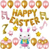 Gelukkig Pasen konijn patroon Pasen vakantie alfabetische ornament ballonnen (goud)