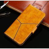 For OnePlus 6 Geometric Stitching Horizontal Flip TPU + PU Leather Case with Holder & Card Slots & Wallet(Yellow)