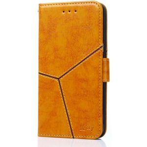 For OnePlus 6 Geometric Stitching Horizontal Flip TPU + PU Leather Case with Holder & Card Slots & Wallet(Yellow)