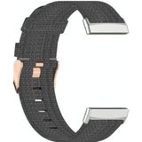 For Fitbit Versa 3 / Fitbit Sense Nylon Canvas Strip Texture Strap  Size: Free Size(Dark Gray)
