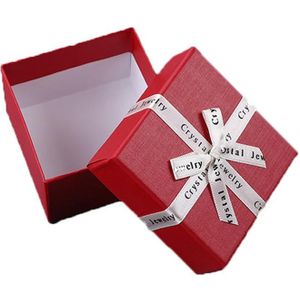10 PCS Bowknot Jewelry Gift Box Square Jewelry Paper Packaging Box  Specification: 8x8x4.5cm(Red)