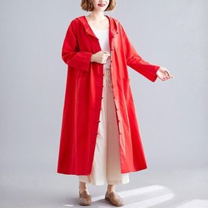 Cotton And Linen Jacket Loose Mid-length Retro Literary Buckle Cloak Size:Free Size