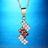 18k Gold Plated Irregular Geometry Crystal Pendant Necklace For Female  43*13 mm(red)