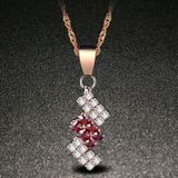 18k Gold Plated Irregular Geometry Crystal Pendant Necklace For Female  43*13 mm(red)