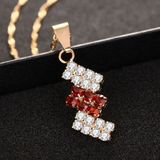 18k Gold Plated Irregular Geometry Crystal Pendant Necklace For Female  43*13 mm(red)