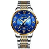 BINBOND B1117 30M waterdichte aarde wijzerplaat vlinder gesp lichtgevende quartz horloge (inter-goud-blauw)