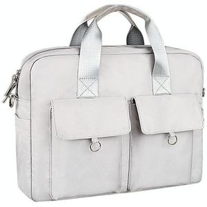 DJ09 Handheld Shoulder Briefcase Sleeve Carrying Storage Bag with Shoulder Strap for 15.4 inch Laptop(Silver Grey)