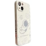 Voor iPhone 11 Astronaut patroon siliconen telefoonhoes met rechte rand (Flying Astronaut-White)