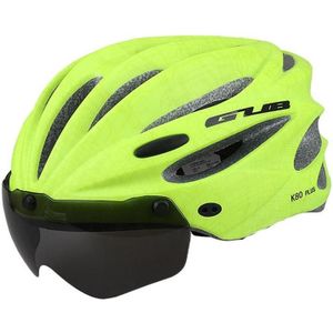 GUB K80 plus fietshelm met vizier en bril (fluorescerend groen)