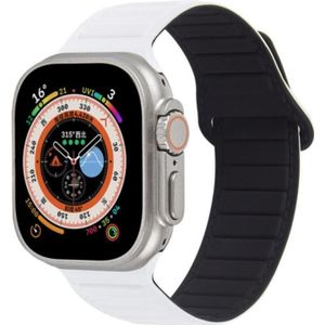 Voor Apple Watch 2 38 mm lus magnetische siliconen horlogeband (wit zwart)