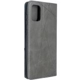 For Galaxy A71 Rhombus Texture Horizontal Flip Magnetic Leather Case with Holder & Card Slots(Grey)