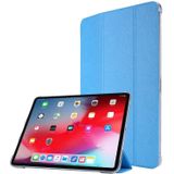 Silk Texture Three-fold Horizontal Flip Leather Case with Holder & Pen Slot For iPad Pro 11 (2021)(Sky Blue)