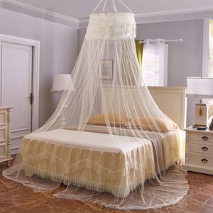 Household Circular Suspended Ceiling Mosquito Net Princess Tents(Light Yellow)