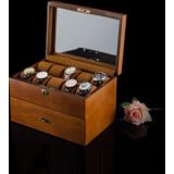 Wooden Double-Layer Watch Storage Box With Lock Jewelry Collection Display Box  Specification: 20 Epitope With Glass Sunroof