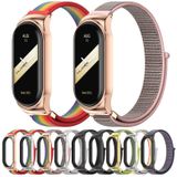 Voor Xiaomi Mi Band 8 Mijobs CS Case Ademende nylon lus horlogeband (roze rosé goud)