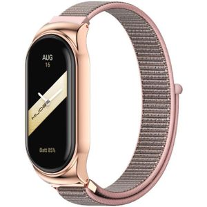 Voor Xiaomi Mi Band 8 Mijobs CS Case Ademende nylon lus horlogeband (roze rosé goud)