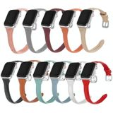 Universal T-shaped Thin Leather Watch Strap For Apple Watch Series 6 & SE & 5 & 4 40mm / 3 & 2 & 1 38mm(Pink)