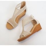 Dames zomer sandalen all-match casual mesh dikke zool wedge hiel schoenen  maat: 38 (goud)
