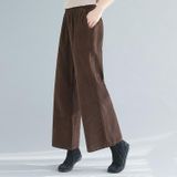 Corduroy Wide-leg Pants Womens High Waist Outer Wear Loose Vertical Striped Velvet Pants Panty Pants (Koffie)