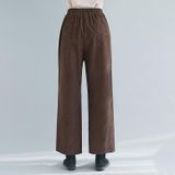 Corduroy Wide-leg Pants Womens High Waist Outer Wear Loose Vertical Striped Velvet Pants Panty Pants (Koffie)